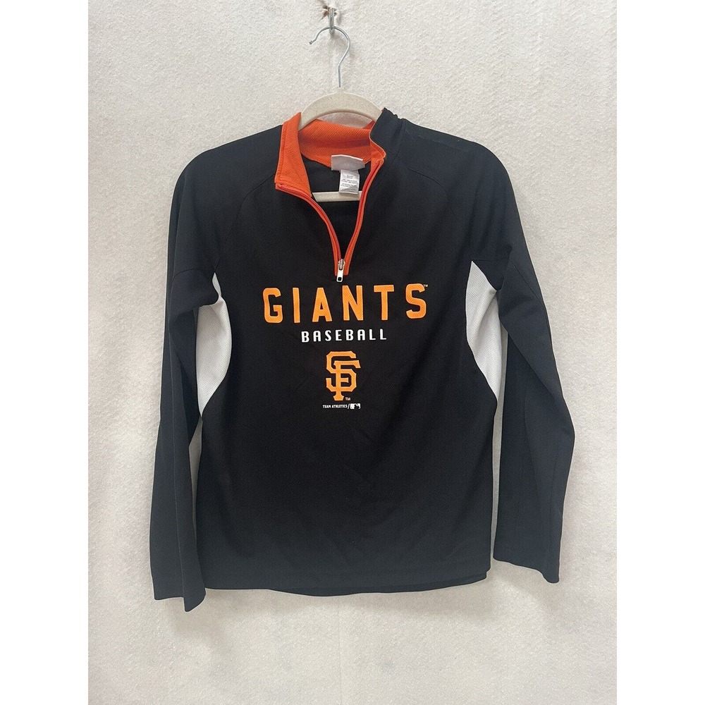 San Francisco Giants Boys Sweatshirt Large Black Logo 1/4 Zip Long Sleeve ball